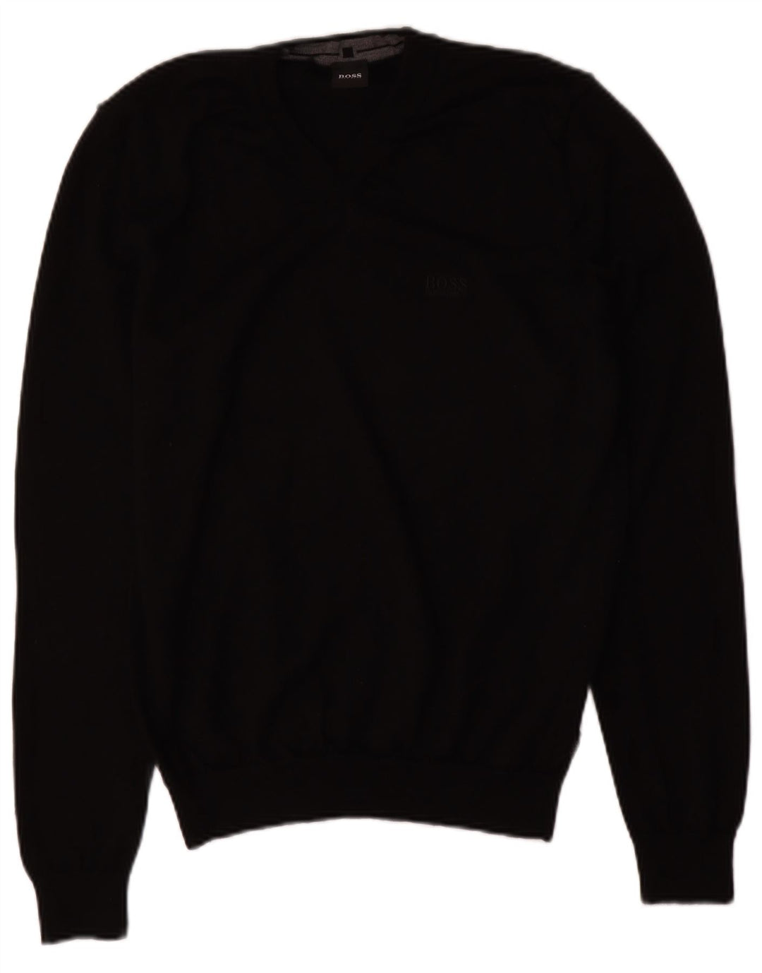 Hugo Boss Mens V-Neck Jumper Sweater Small Black Wool