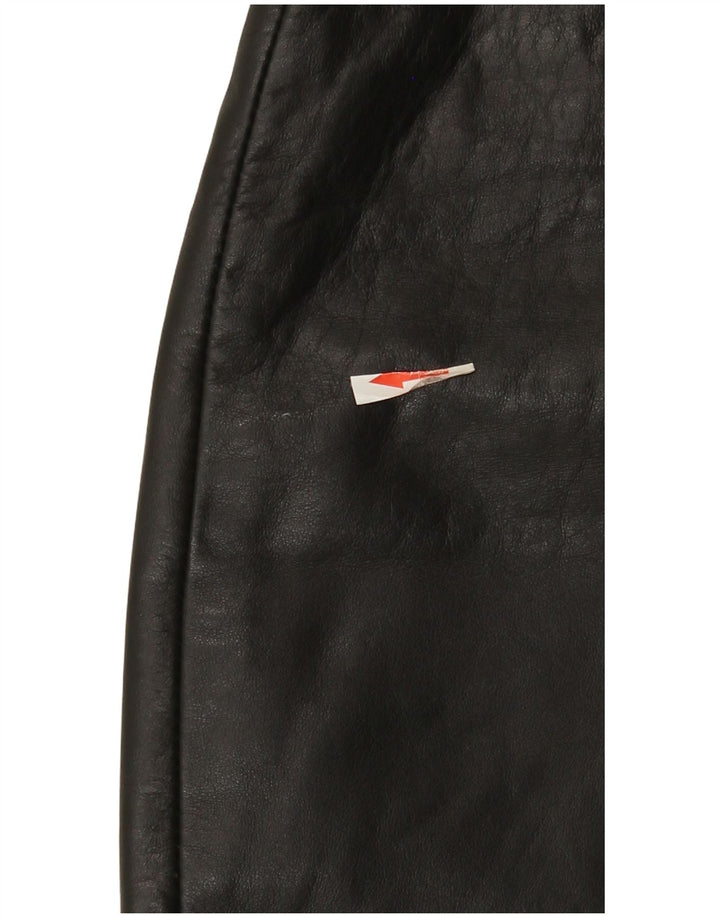 Vintage Womens Mini Leather Skirt IT 44 Medium W26 Black Leather