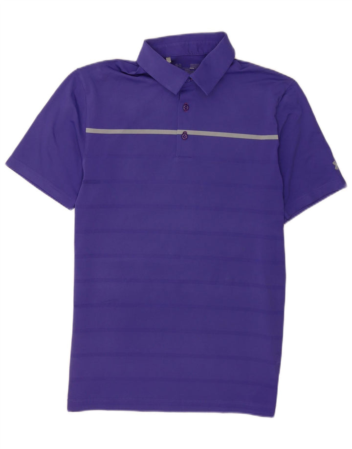 Under Armour Mens Polo Shirt Small Purple Striped Polyester