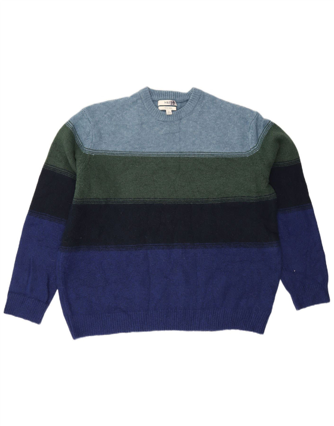 Marks & Spencer Mens Crew Neck Jumper Sweater 2XL Multicoloured Striped