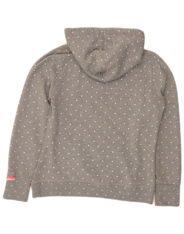 Superdry Damen Graphic Hoodie Pullover UK 18 XL Grau gepunktete Baumwolle