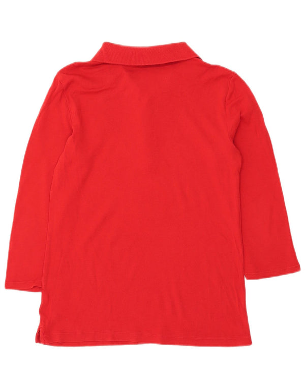 Polo pentru femei Ralph Lauren cu mâneci 3/4 UK 12 bumbac roșu mediu