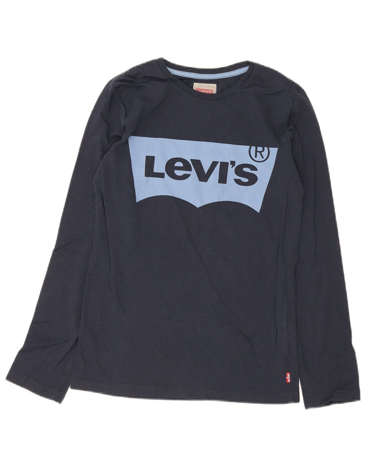 Levi's Boys Regular Graphic Top Long Sleeve 13-14 Years Navy Blue Cotton