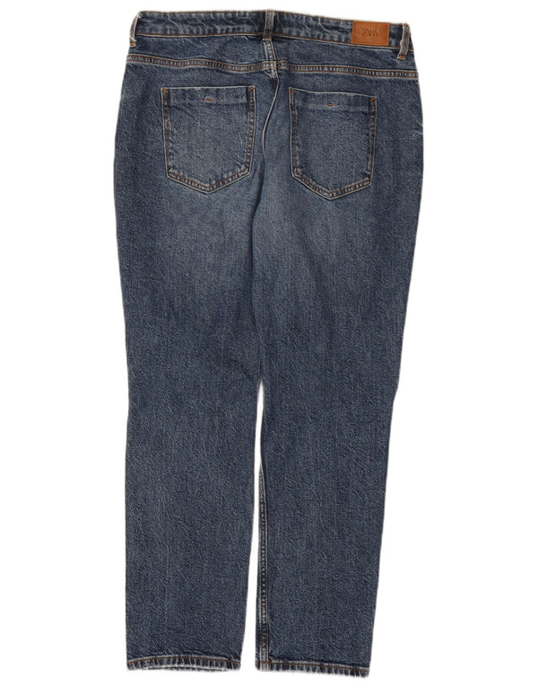 Blugi Distressed drepte pentru femei Zara EU 40 Medium L30 L28 Bumbac albastru