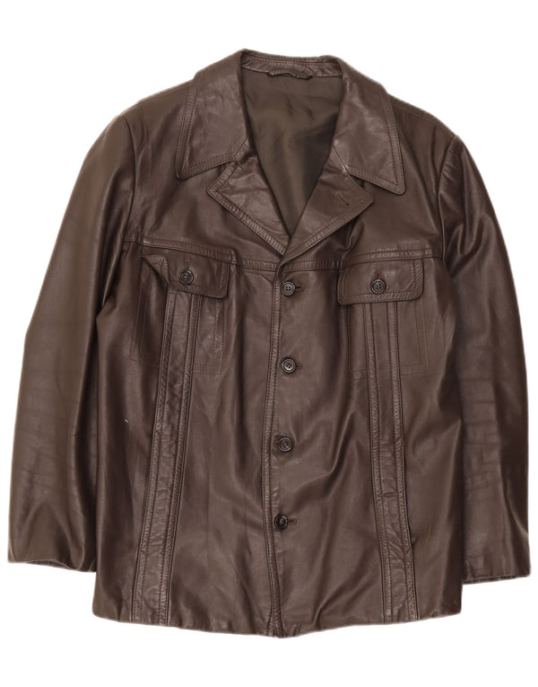 Jaqueta de couro masculina vintage UK 38 marrom médio
