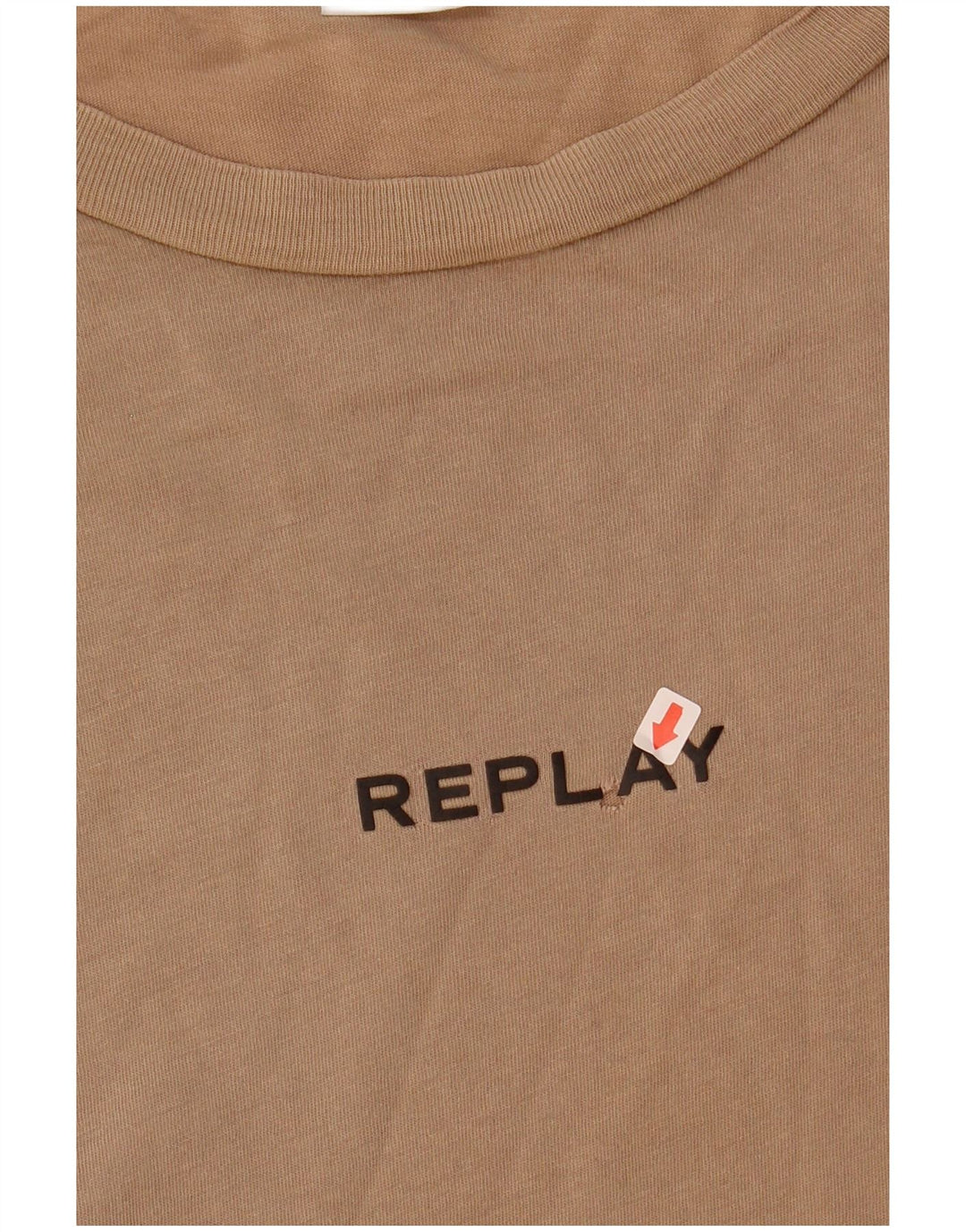 Replay Mens T-Shirt Top Large Beige Cotton
