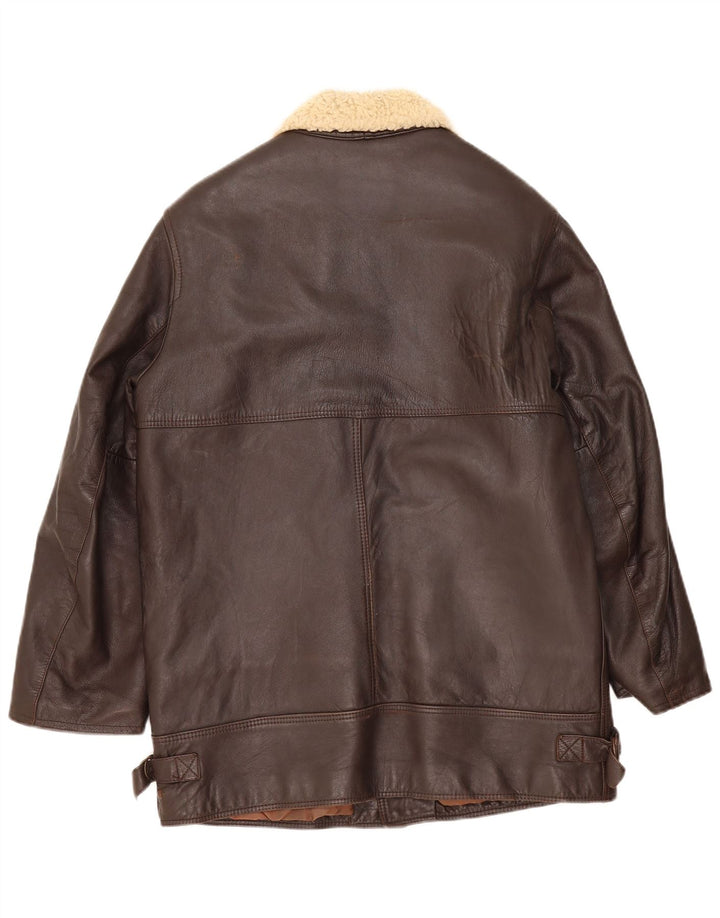 Ivy Oxford Mens Leather Jacket UK 36 Small Brown