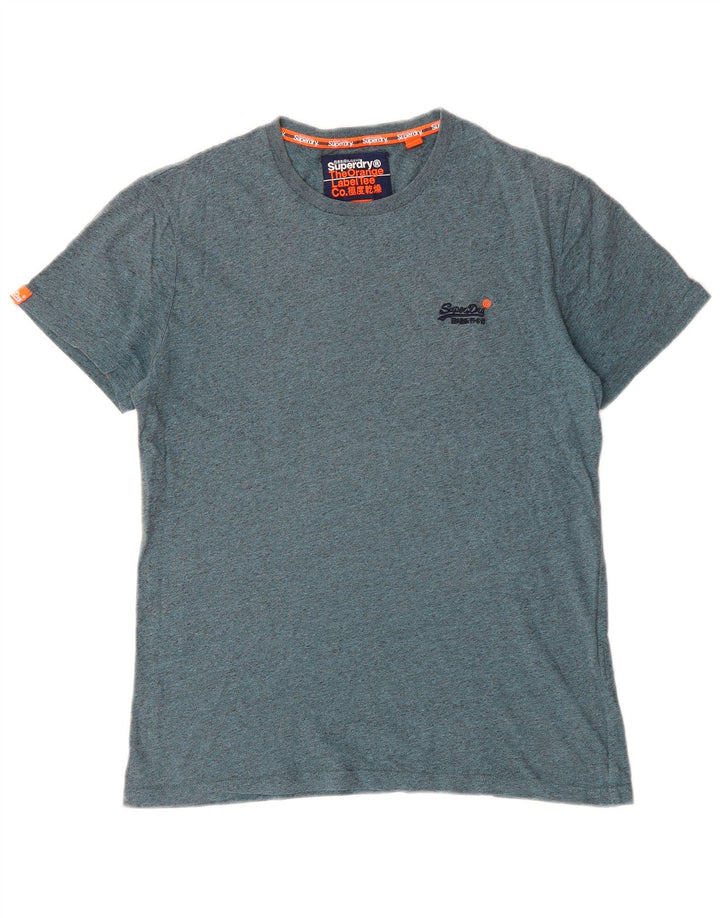 Superdry Mens T-Shirt Top Large Blue Flecked