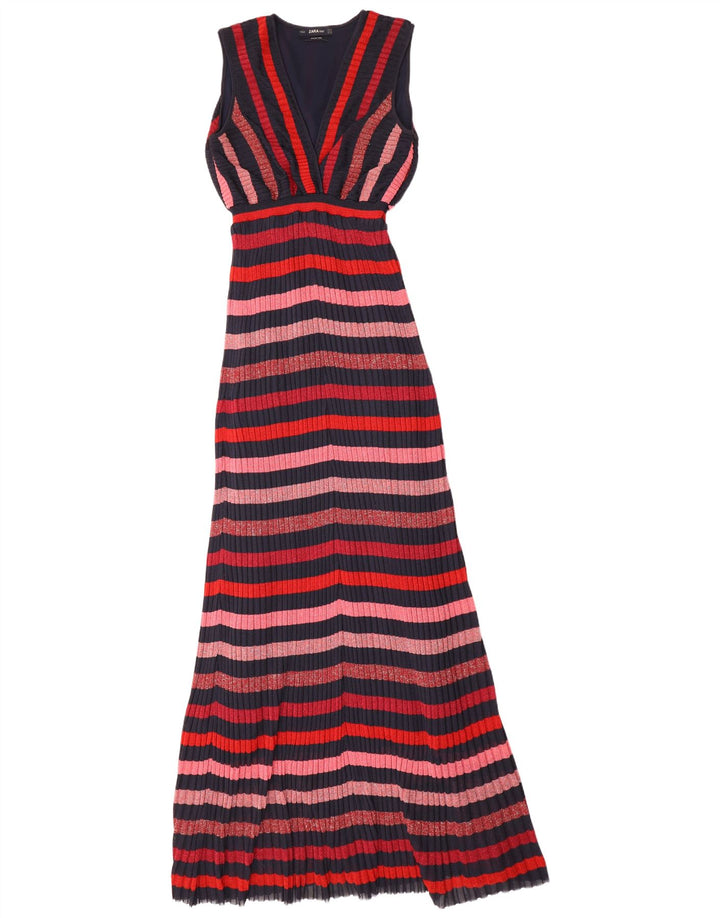 Zara Womens Sleeveless Maxi Dress UK 12 Medium Multicoloured Striped