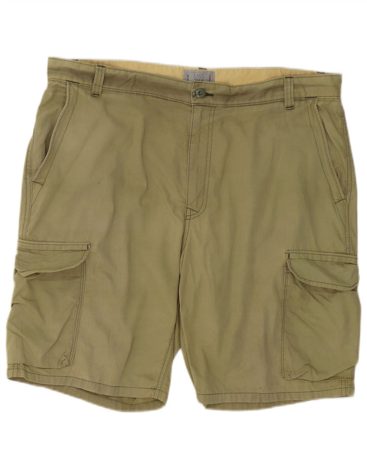 Marks & Spencer Mens Regular Cargo Shorts W38 XL Khaki Cotton
