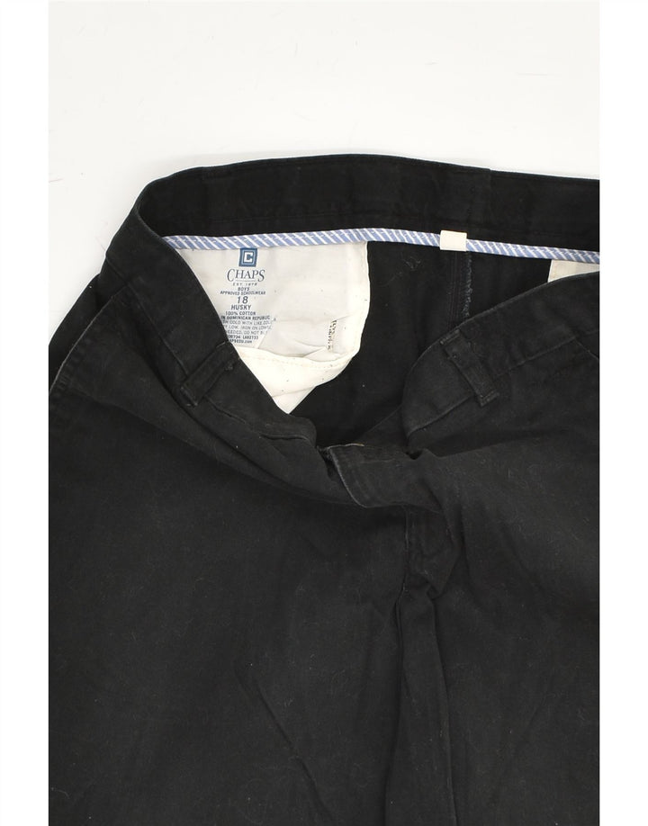 CHAPS Boys Husky Straight Chino Trousers 15-16 Years W32 L28 Black Cotton | Vintage Chaps | Thrift | Second-Hand Chaps | Used Clothing | Messina Hembry 