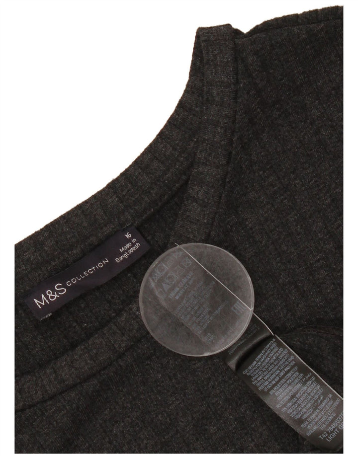 Marks & Spencer Damen-Maxikleid mit langen Ärmeln, Gr. 46, Grau, Polyester