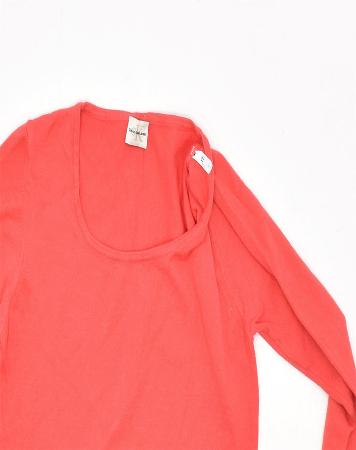 CALVIN KLEIN Womens Crew Neck Jumper Sweater UK 18 XL Red Viscose | Vintage | Thrift | Second-Hand | Used Clothing | Messina Hembry 