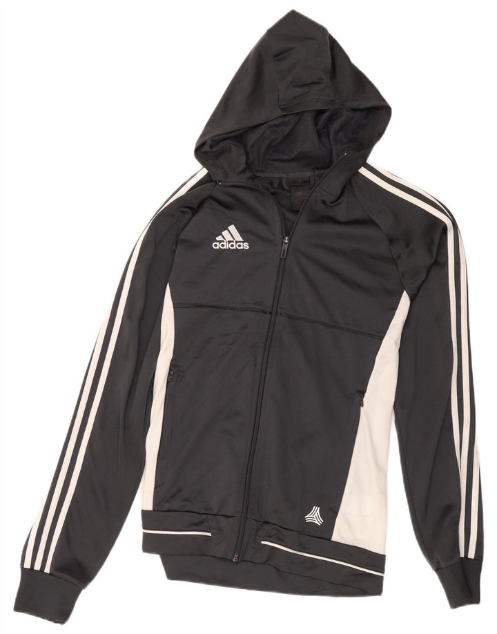 Adidas Mens Zip Hoodie Sweater Small Grey Colourblock Polyester