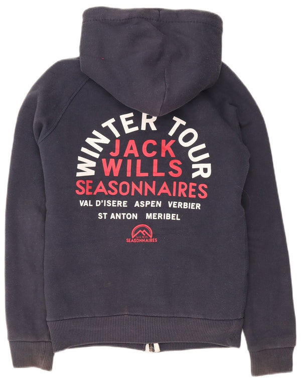 Jack Wills Damen-Kapuzenpullover mit grafischem Sherpa-Reißverschluss, Gr. 8, Marineblau