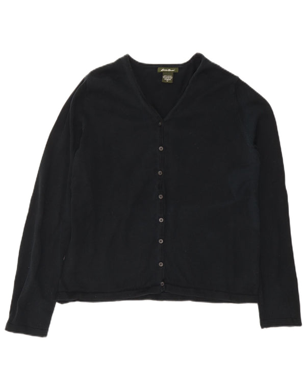 Maglione cardigan con scollo a V da donna Eddie Bauer UK 14 Cotone medio blu navy