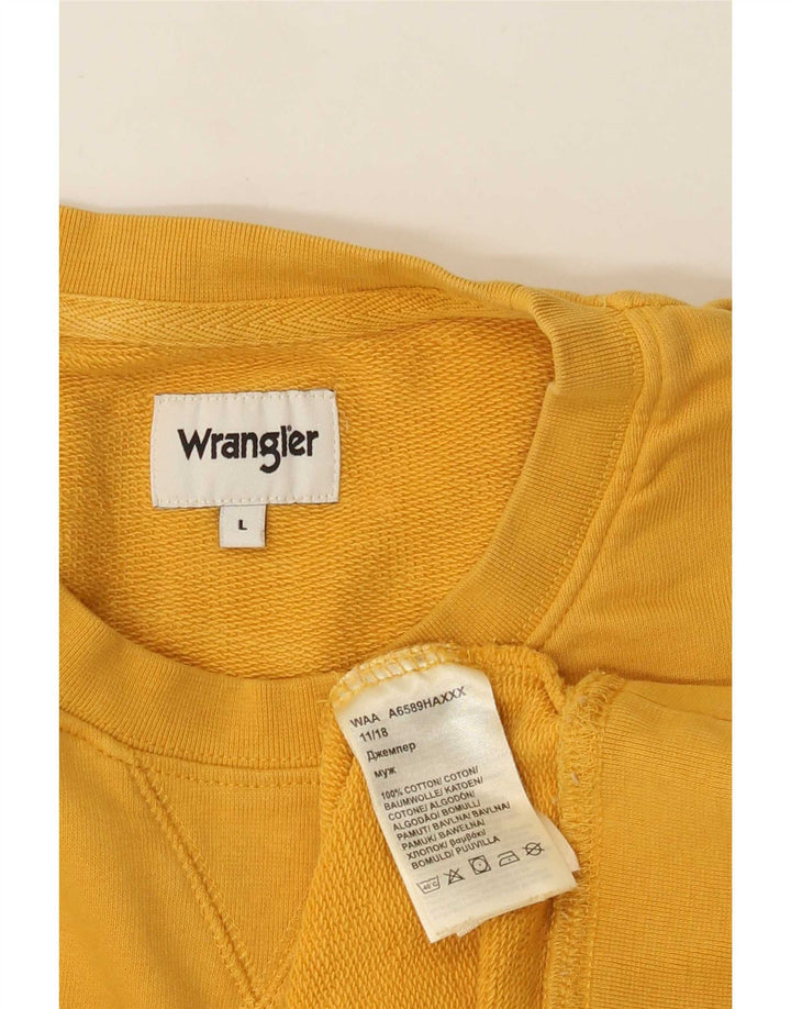 Wrangler Mens Sweatshirt Jumper Large Yellow Cotton
