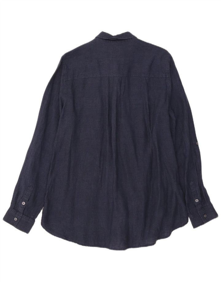 Lands End Womens Shirt UK 14 Large Navy Blue