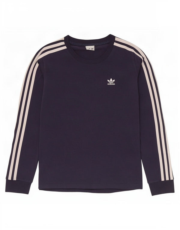 Adidas Dame Top Langærmet UK 10 Small Navy Blue Bomuld