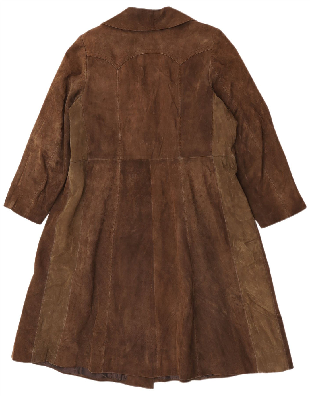Vintage Womens Suede Double Breasted Coat UK 16 Large Brown