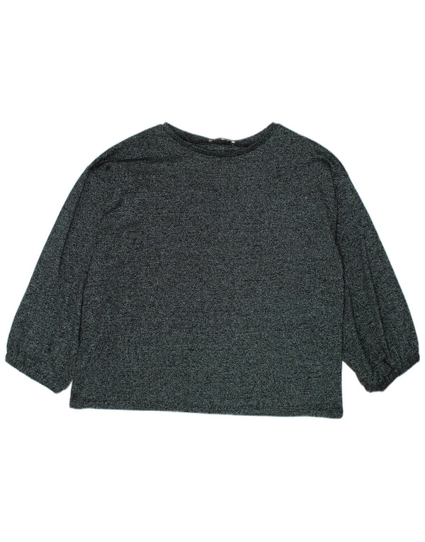 Zara Mujer Top Manga Larga UK 46 Grande Gris Moteado