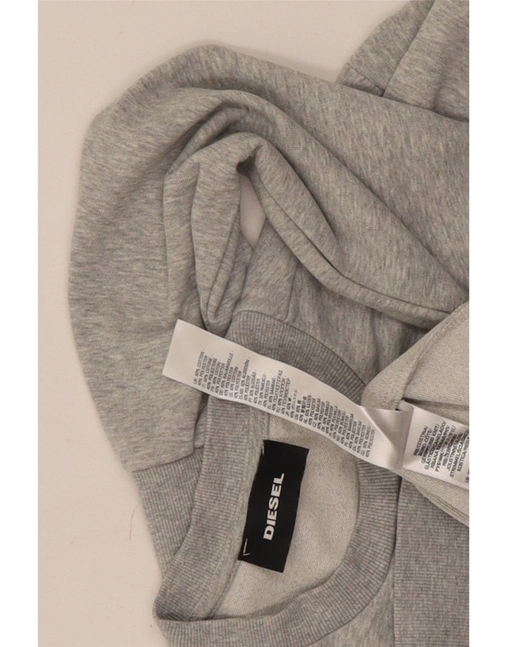 Diesel Mens Graphic Sweatshirt Jumper Large Grey Flecked Cotton
