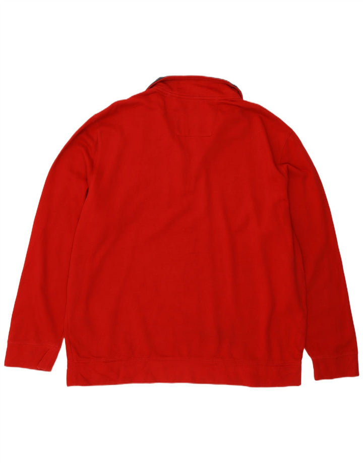 Nautica Mens Zip Neck Sweatshirt Jumper 2XL Red