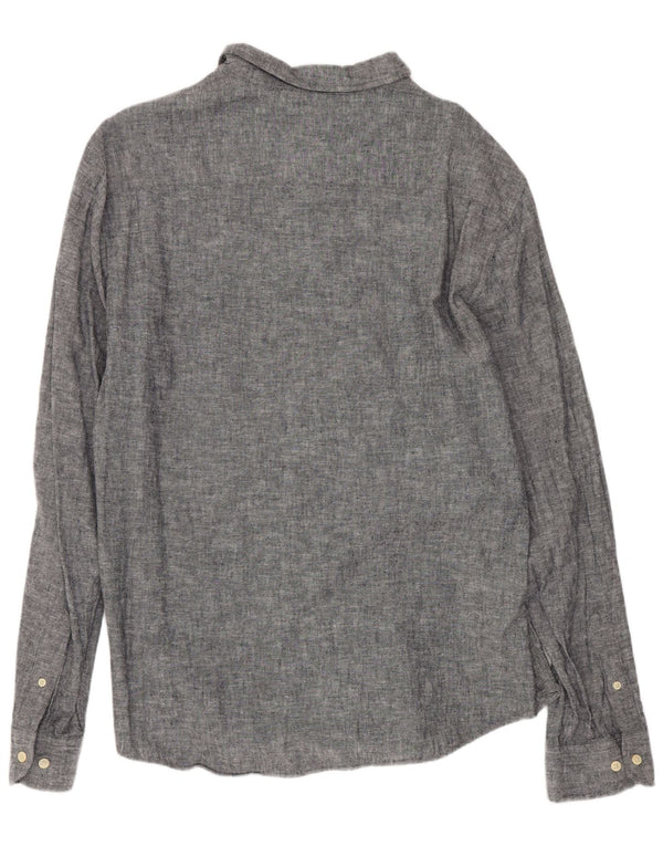 Nautica Mens Shirt XL Grey Flecked Linen