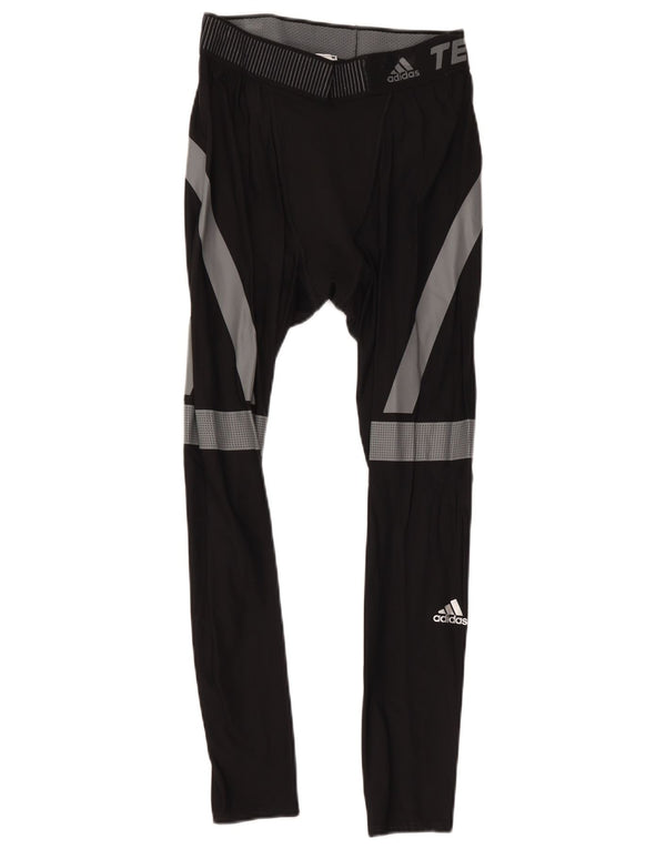 Adidas Herre Tech Fit Crop Leggings Large Black Colourblock Polyamid