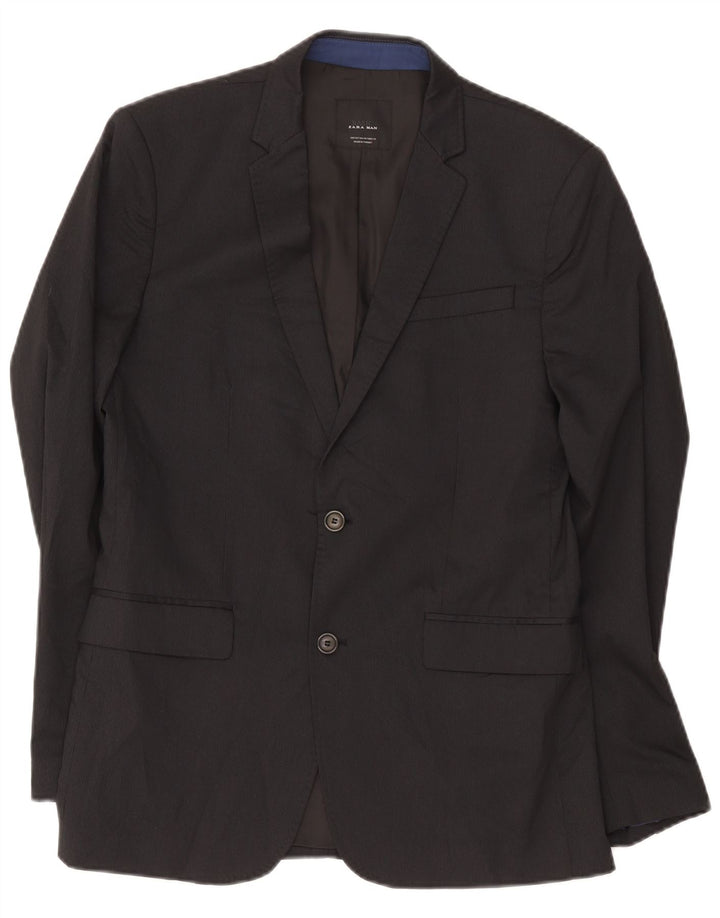 Giacca blazer a 2 bottoni da uomo Zara EU 50 viscosa gessata nera media