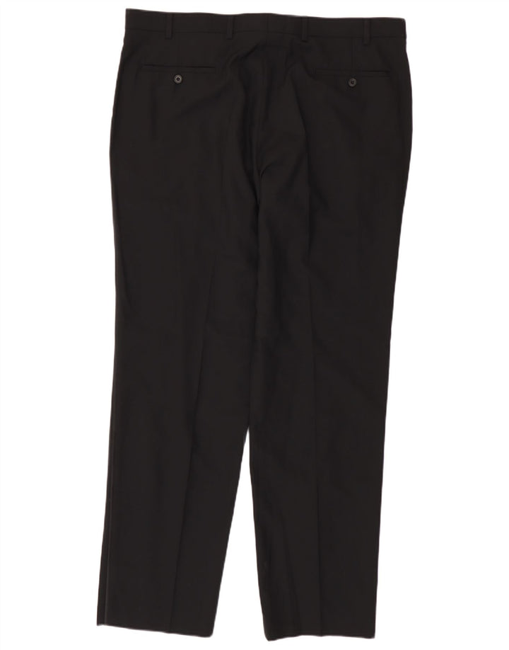 Marks & Spencer Mens Straight Suit Trousers W40 L33 Black Wool