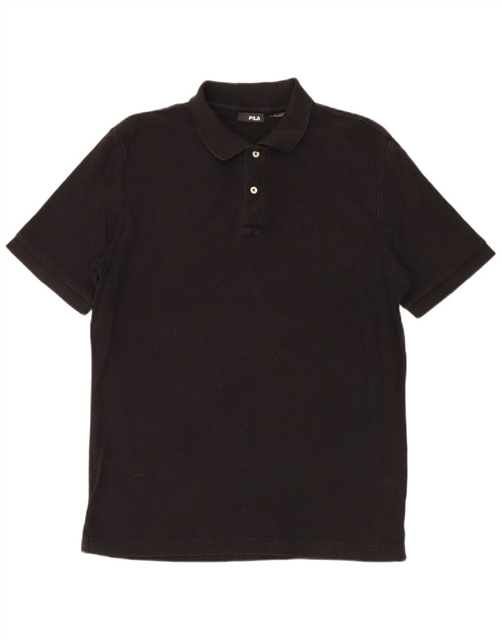 FILA Mens Polo Shirt Medium Black Cotton