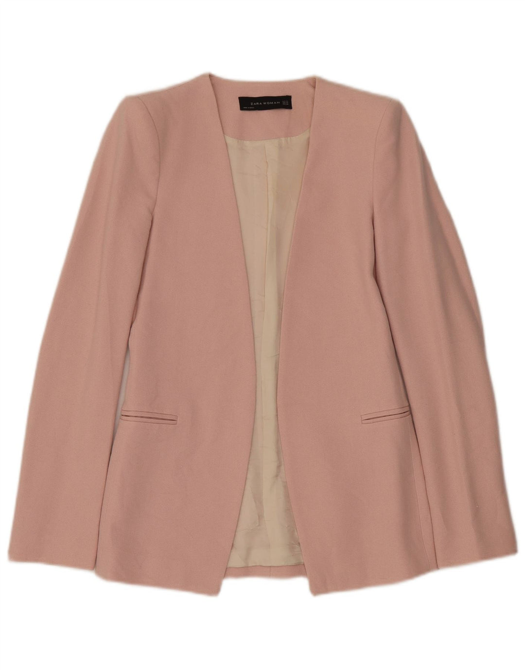 Zara Womens Open Blazer Jacket UK 6 XS Pink Viscose