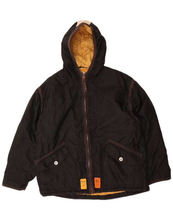 Big Star Mens kapucnis széldzseki dzseki UK 40 nagy fekete nylon