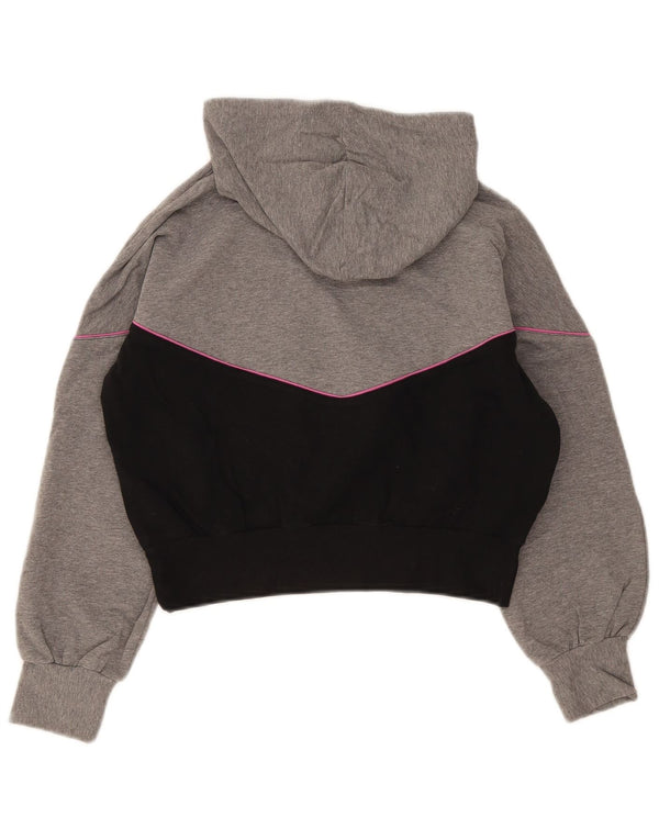 Benetton Mädchen-Kapuzenpullover mit Grafik, 11–12 Jahre, 2XL, Grau, Farbblock