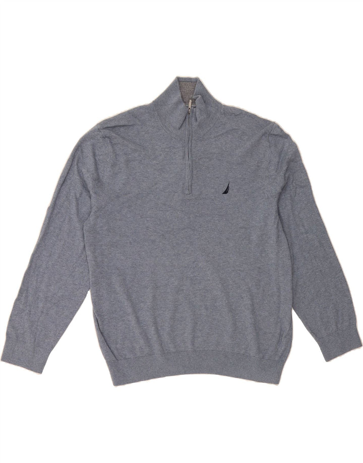 NAUTICA Mens Zip Neck Jumper Sweater XL Blue Vintage Nautica and Second-Hand Nautica from Messina Hembry 