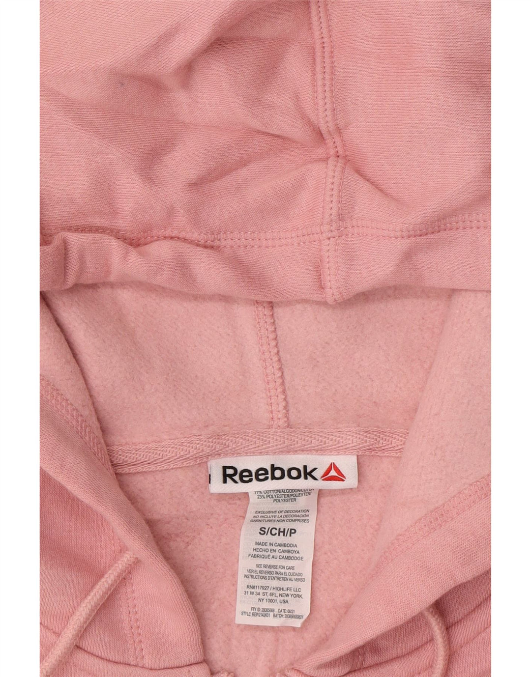 REEBOK Mens Zip Hoodie Sweater Small Pink Cotton Vintage Reebok and Second-Hand Reebok from Messina Hembry 