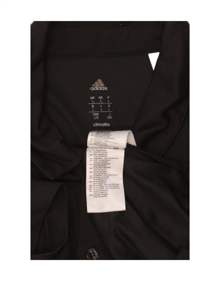 ADIDAS Mens Climalite Polo Shirt Large Black Polyester Vintage Adidas and Second-Hand Adidas from Messina Hembry 