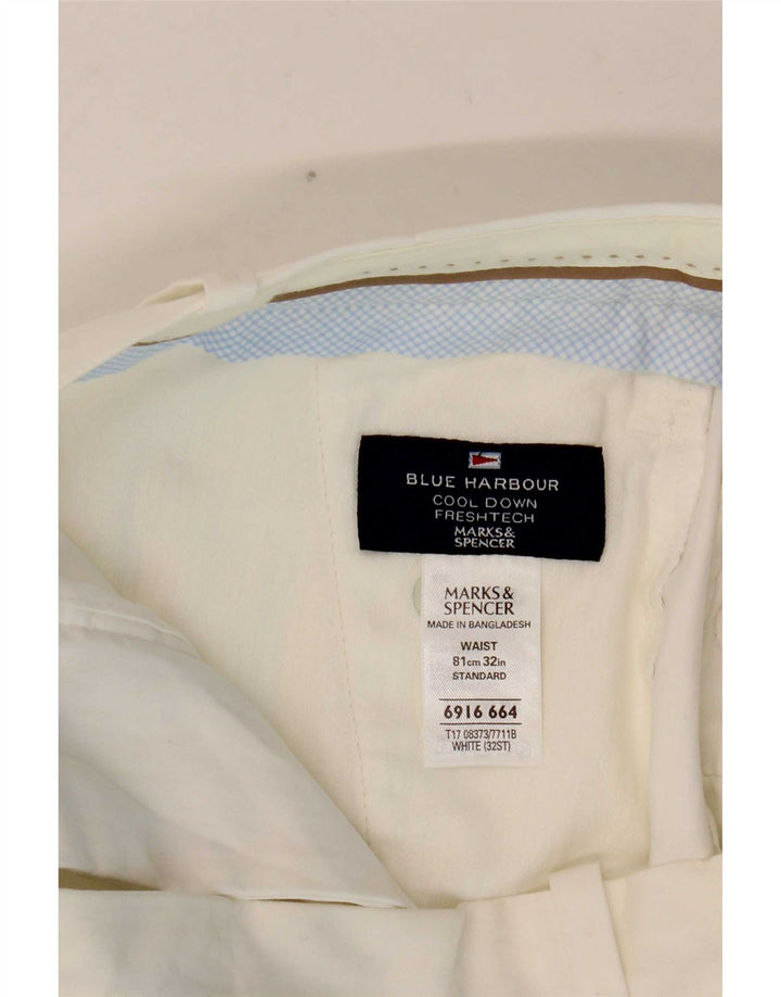 Marks & Spencer Womens Blue Harbour Chino Shorts W32 Large White Cotton