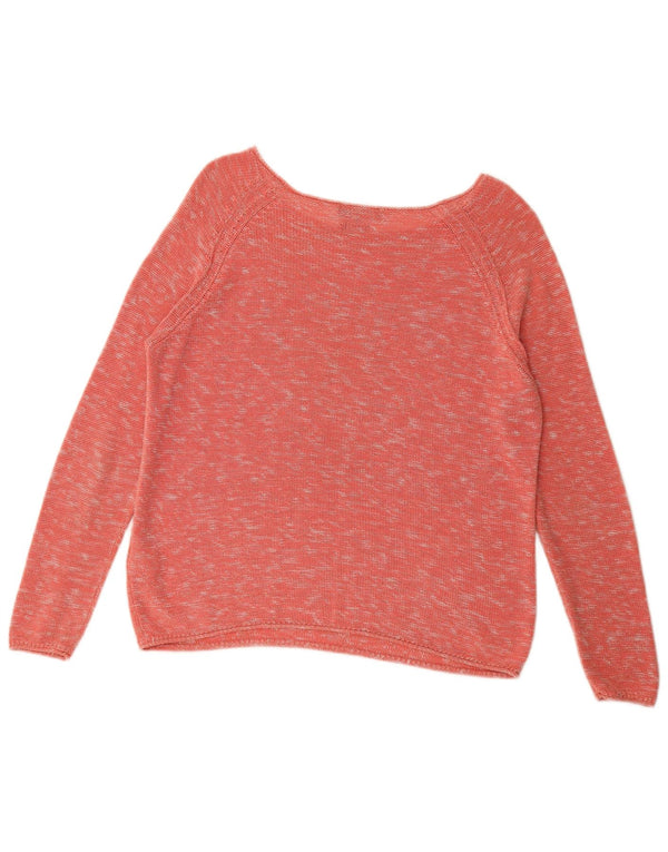 Tommy Hilfiger Dame Boat Neck Jumper Sweater UK 14 Medium Pink Flecked