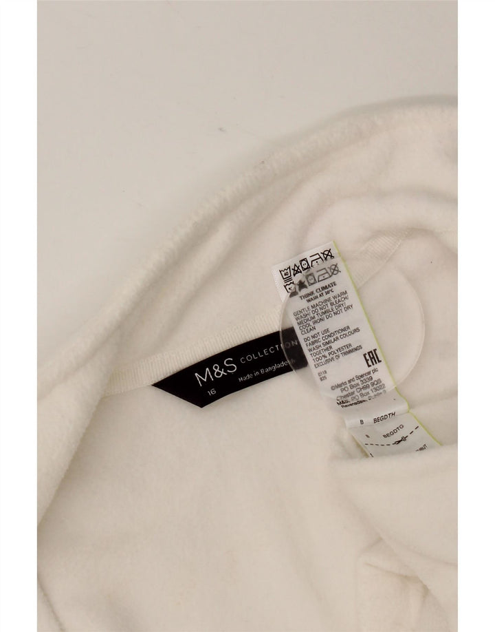 Marks & Spencer Damen Fleecejacke UK 16 Large Weiß Polyester