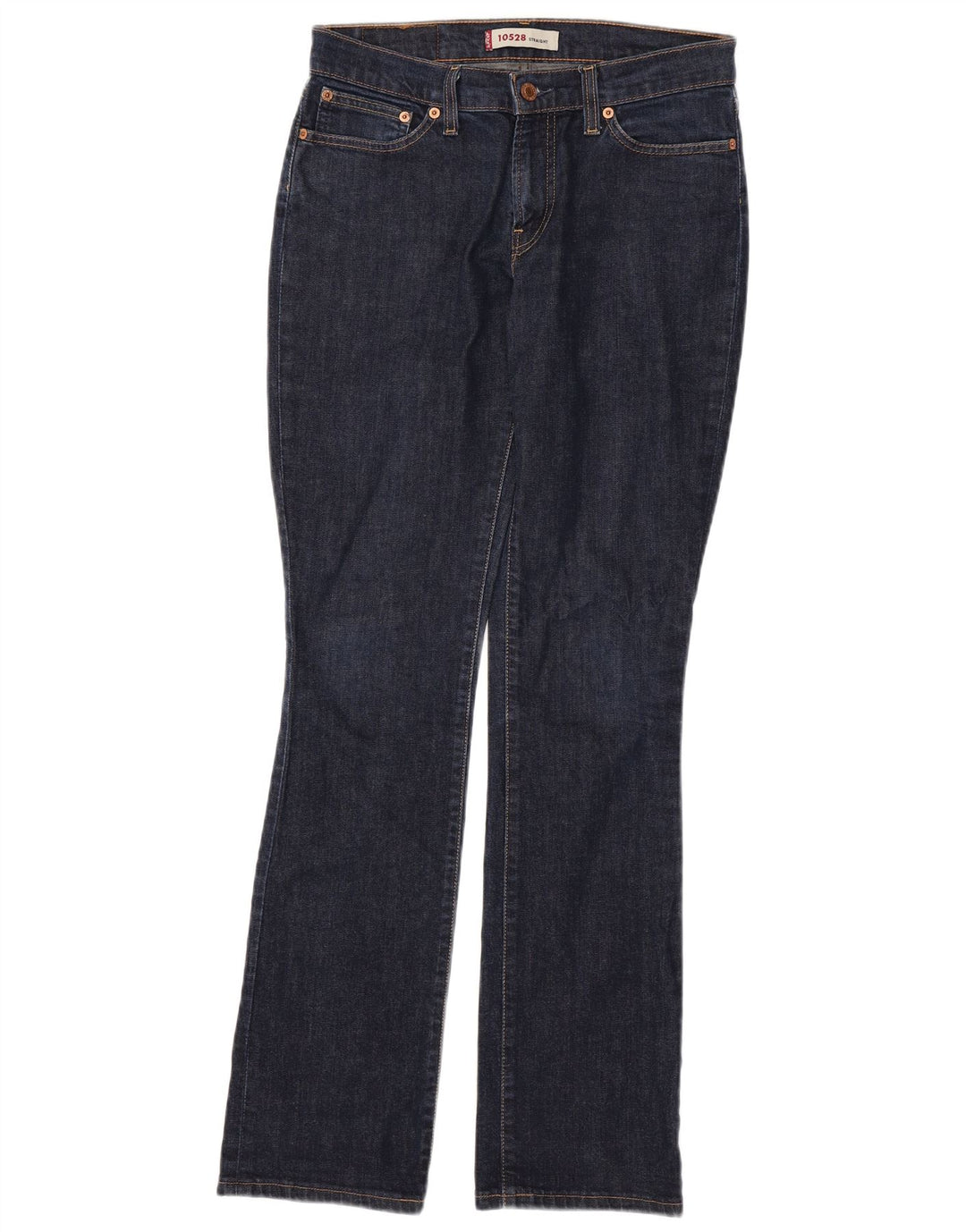 LEVI'S Womens Straight Jeans W30 L34 Navy Blue Cotton
