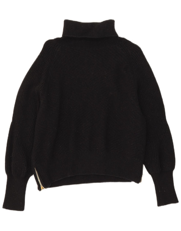 Barbour Womens Oversized Roll Neck Jumper Sweater UK 10 Small Black Cotton