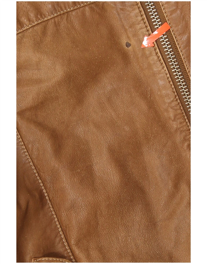 Trussardi Jeans Mens Leather Jacket UK 38 Medium Brown Leather