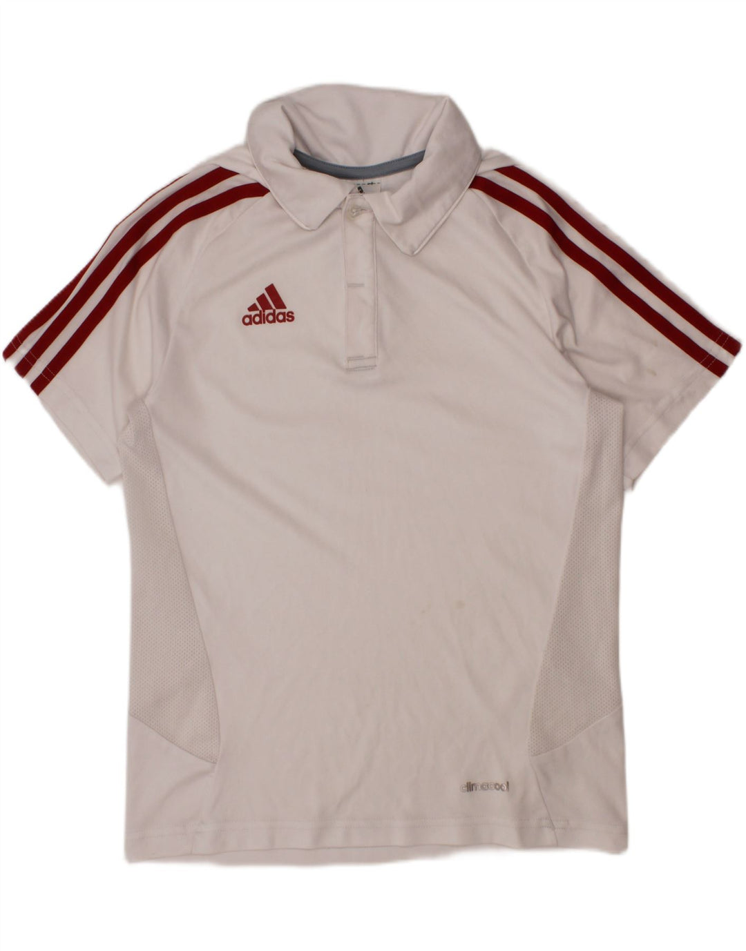 ADIDAS Boys Climacool Polo Shirt 9-10 Years White Polyester