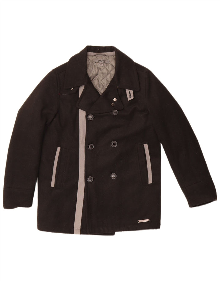 Dkny Womens Pea Coat UK 10 Small Black Colourblock Polyester