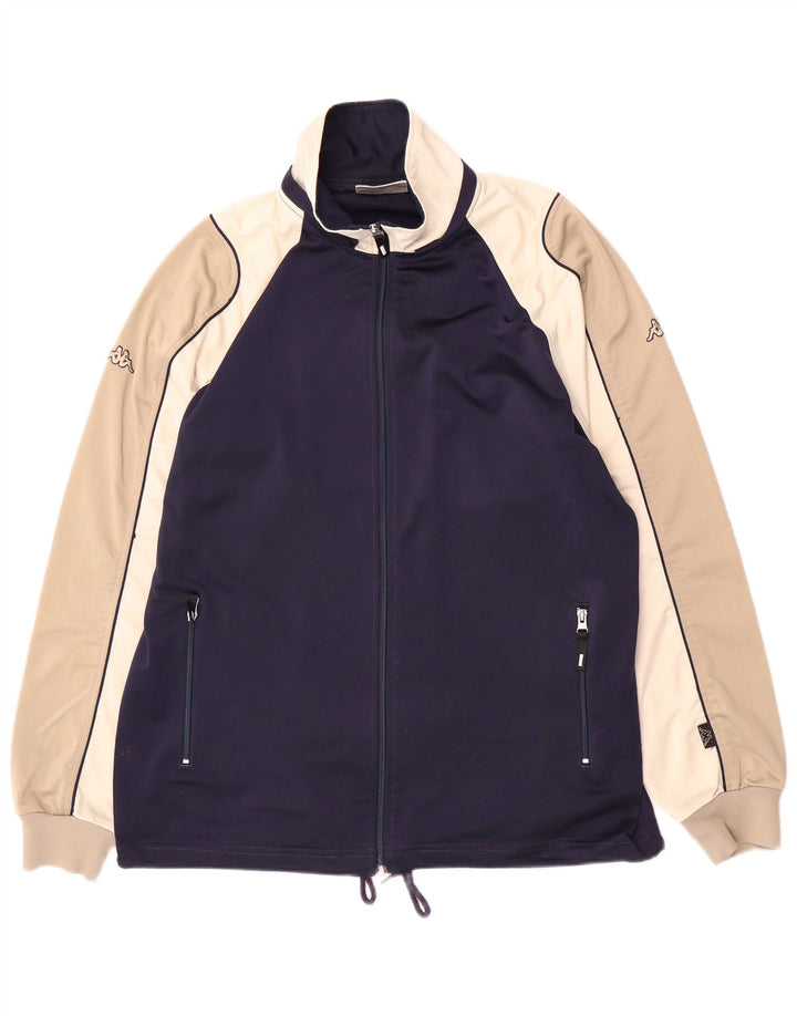 Kappa Mens Tracksuit Top Jacket Large Navy Blue Colourblock