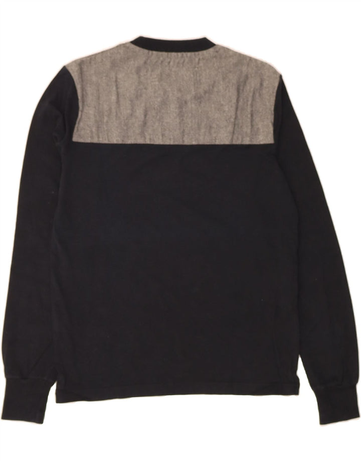 WOOLRICH Mens Graphic Crew Neck Jumper Sweater Medium Black Colourblock Vintage Woolrich and Second-Hand Woolrich from Messina Hembry 
