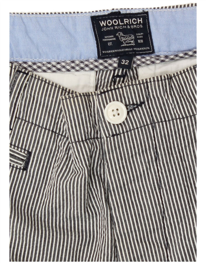 Woolrich Mens Casual Shorts W32 Medium Grey Pinstripe Cotton