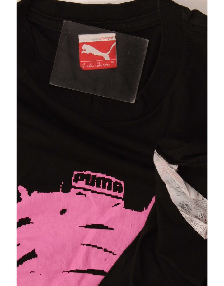 Puma Mens Graphic Top Long Sleeve Large Black Cotton